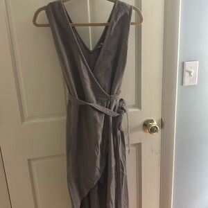 Aya asymmetrical raw linen dress